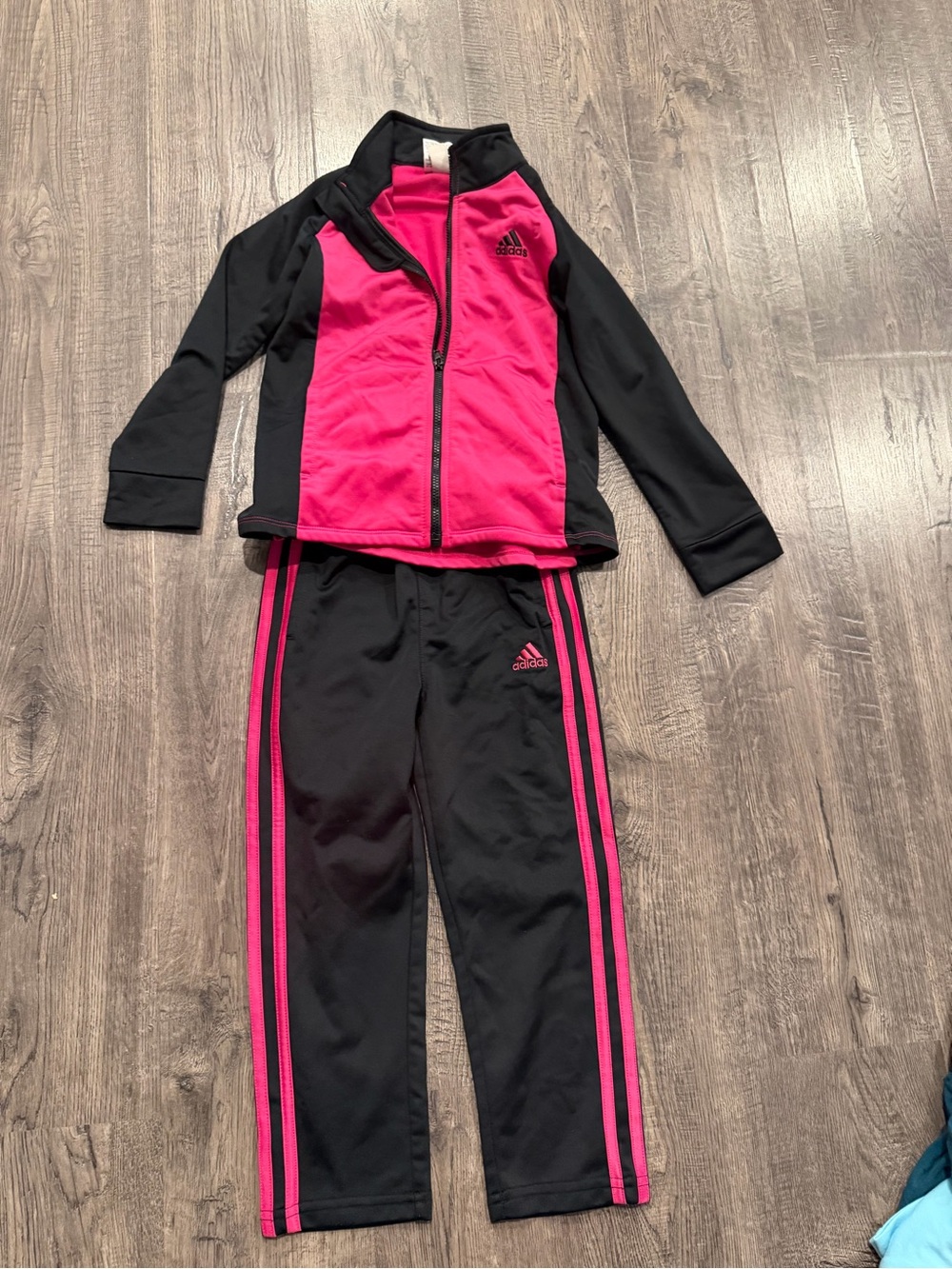 adidas Black and Hot Pink Girls' Athletic Track Jacket & Pants